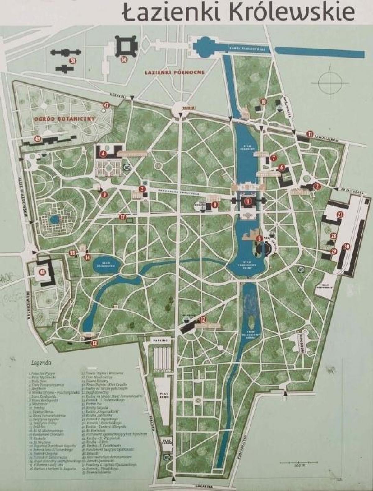 парк лазенки в Варшаве карте