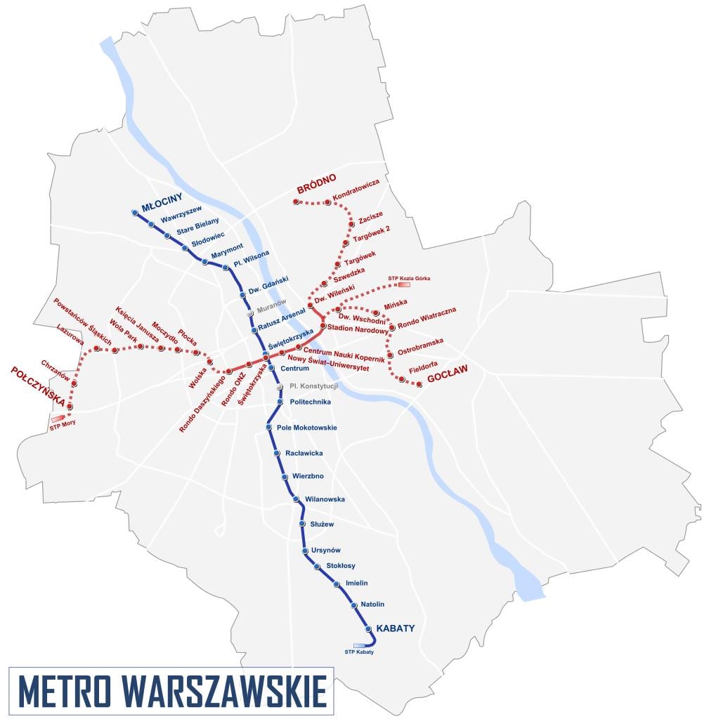 карта метро Варшавы