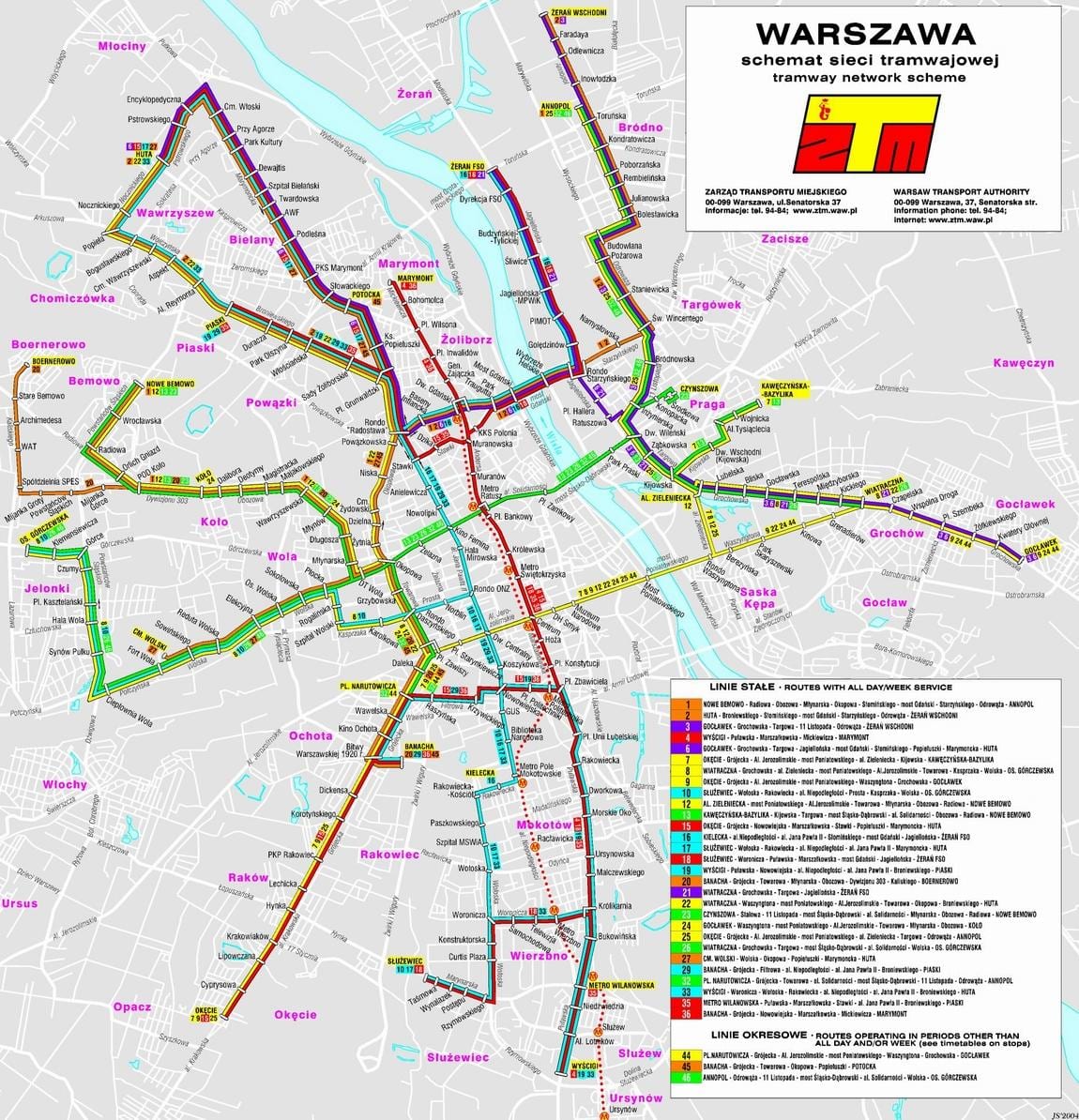 Карта Варшавы транзитом
