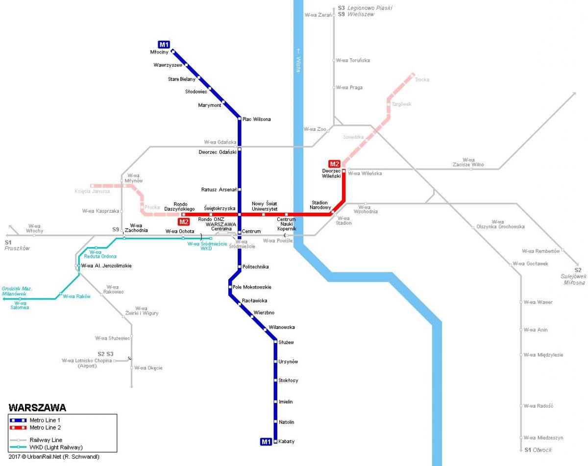 карта метро в Варшаве Польша