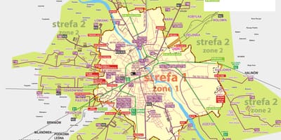 Карта Варшавы на автобусе 