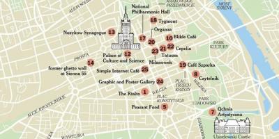 Карта Варшавы пешеходная экскурсия 